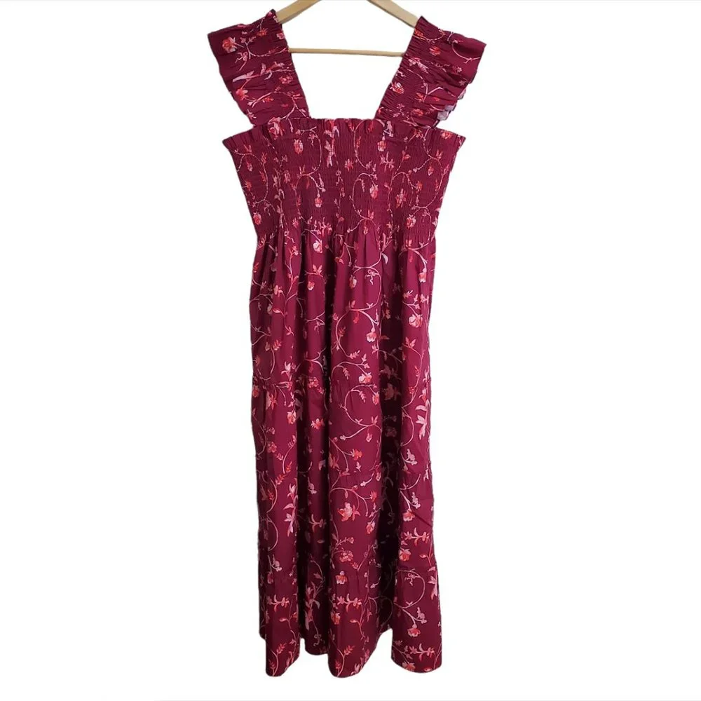 Hill House Burgundy Floral Midi Dress - Picture 6 of 9
